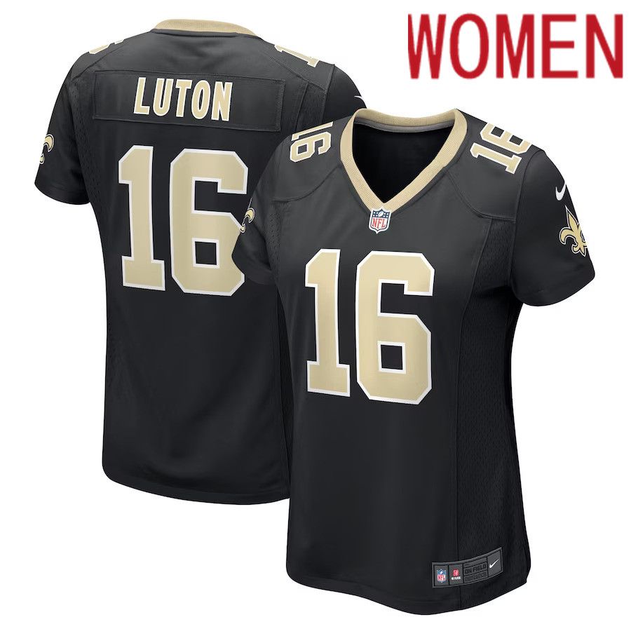 Women New Orleans Saints 16 Jake Luton Nike Black Game Player NFL Jersey